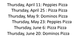 Pizza Day Schedule